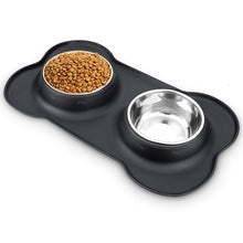 Load image into Gallery viewer, Antislip Black Double Dog Bowl Mat
