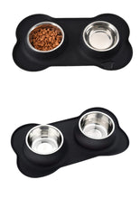 Load image into Gallery viewer, Antislip Black Double Dog Bowl Mat
