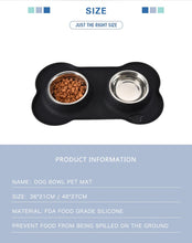 Load image into Gallery viewer, Antislip Black Double Dog Bowl Mat
