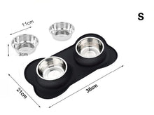 Load image into Gallery viewer, Antislip Black Double Dog Bowl Mat
