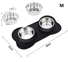 Load image into Gallery viewer, Antislip Black Double Dog Bowl Mat
