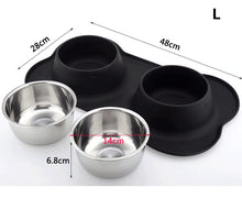 Load image into Gallery viewer, Antislip Black Double Dog Bowl Mat
