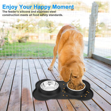 Load image into Gallery viewer, Antislip Black Double Dog Bowl Mat
